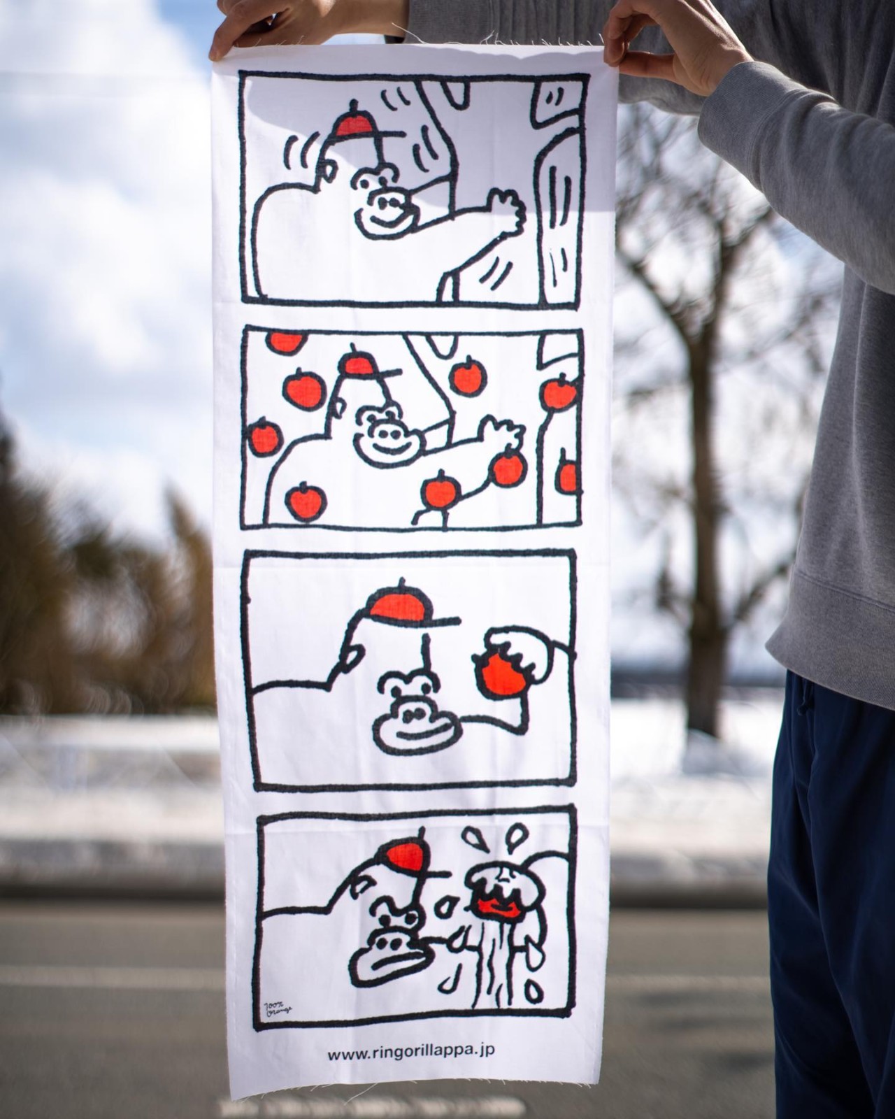 手ぬぐい　りんごりらっぱ